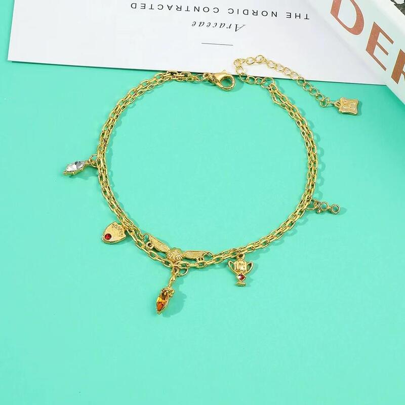 R Harry Potter Series Harry Potter Gryffindor Snitch Pendant Gold Double-Layer Bracelet