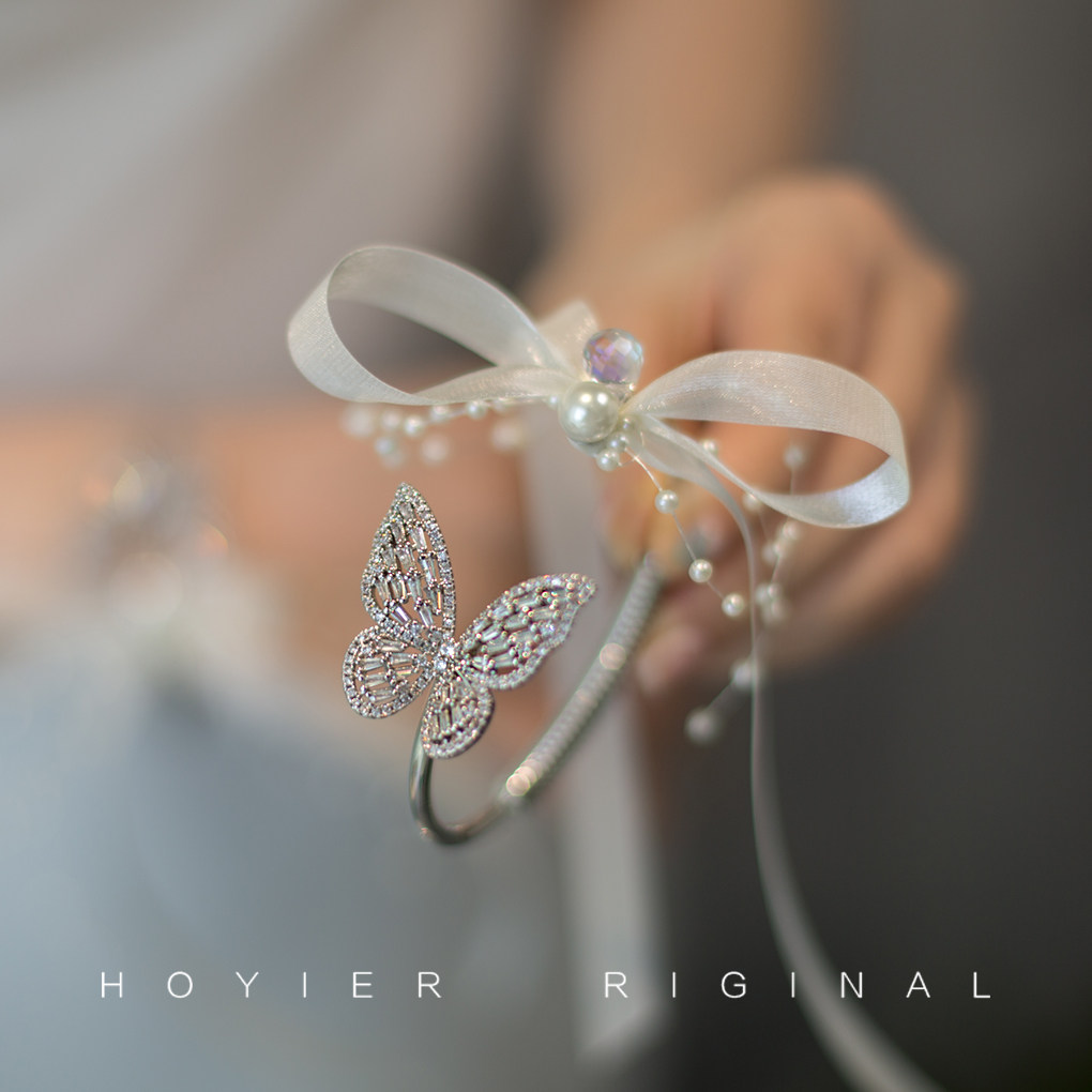 Flowers also New Wedding Bride's Wrist Flower Butterfly Bracelet Bridesmaid's Sister Group Bracelet Open Meritocracy-Taobao