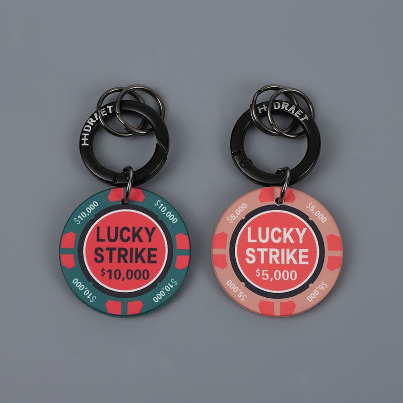 New Luckystrike Good Luck Ceramic Chip Car Keychain High-End American Style Bag Pendant