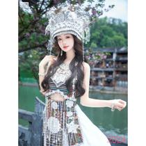 Summer new model of Western Region beauties Miao and Xinjiang girls tube tops exotic Hani ethnic photo performances ethnic costumes