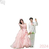 2024 new summer style forest princess pink tube top colorful gauze light wedding dress outdoor travel photo studio photo theme clothing