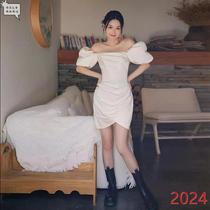 2024 spring new style travel photography outdoor light wedding dress short style petite brides wedding dress to go out and get the certificate engagement dress