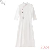 Spring and summer new Chinese chiffon suit Chinese style retro womens daily cheongsam dress two-piece set