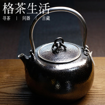 Ancient rhyme hammer grain silver kettle 999 sterling silver sheet silver 515 gram full capacity 900ml lattice tea life