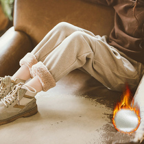 Hong Kong girls winter plus velvet padded pants 2021 new foreign style children's pants casual wear warm pants