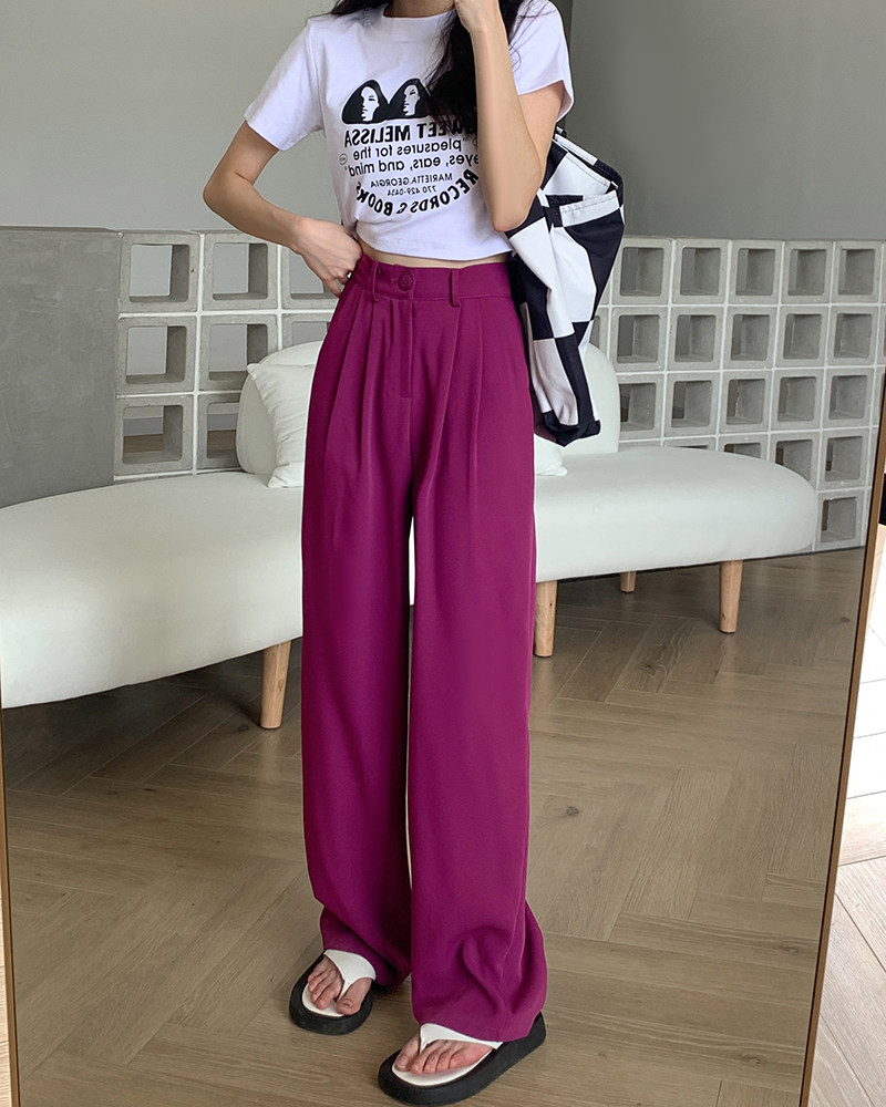 2023年夏季新款灰色西装裤女高级感垂感显瘦高腰西裤休闲阔腿裤子详情69