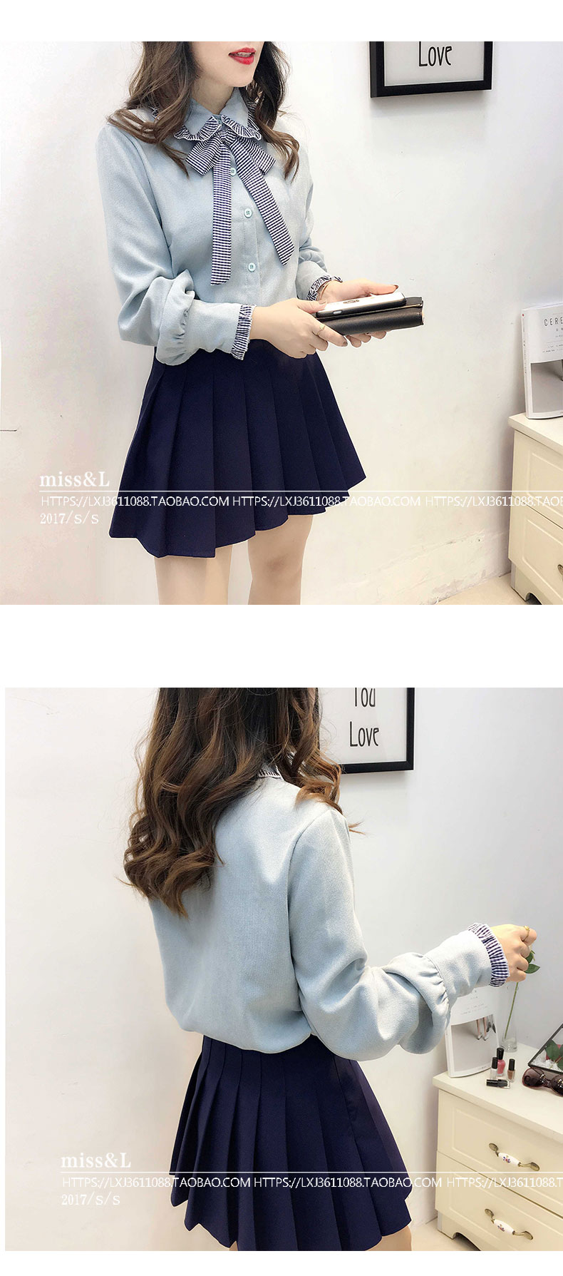 Mùa thu 2018 phiên bản Hàn Quốc mới của áo sơ mi ren cổ trụ rộng thắt nơ nữ cộng với áo nhung dày mùa đông áo sơ mi nữ hàn quốc
