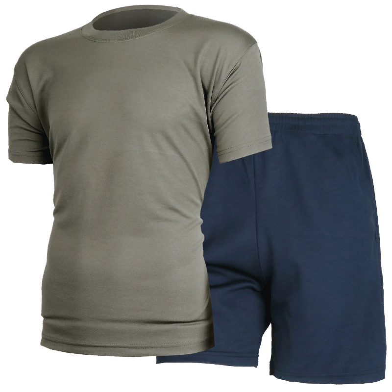 Physical training clothes suit men's summer physical fitness short sleeves women for training and military training fans T-shirt shorts