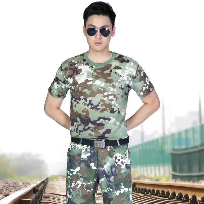 Summer slim fit short sleeves pants camouflak suit men and women instructors training workArmy fan tactics T-shirt blouses