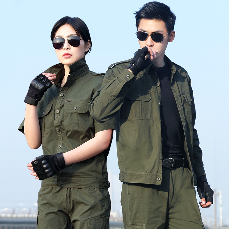 Genuine pure cotton camouflan suit for men and women Spring and autumn Summer new outdoor Raubao Army fans workwear wear resistant clothes