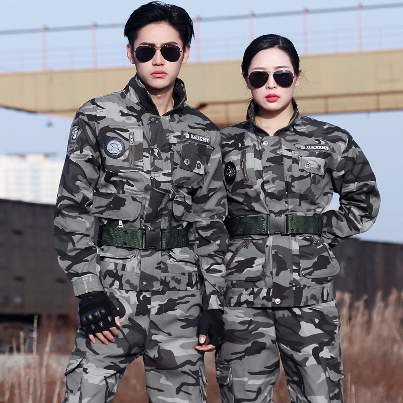Authentic pure cotton resistant dirty camouflan suit for men's spring and autumn military fans Outdoor and burn-proof electric welding labor protection work thickened abrasion resistance