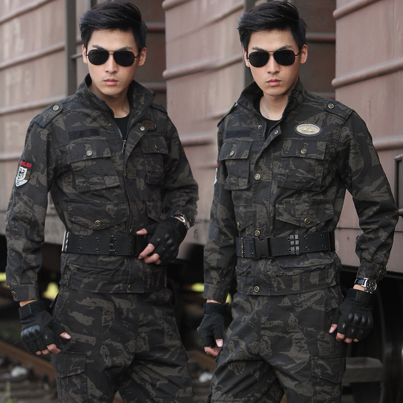 Black Hawk camouflage suit men and women dirty wear-resistant army fans outdoor spring and summer pure cotton military uniform labor protection work clothes