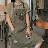 Мужской износостойкий тканевый водонепроницаемый джинсовый фартук для работы, европейский стиль, делается под заказ, с печатью вашего логотипа