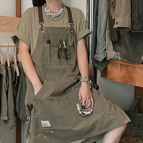 Мужской износостойкий тканевый водонепроницаемый джинсовый фартук для работы, европейский стиль, делается под заказ, с печатью вашего логотипа