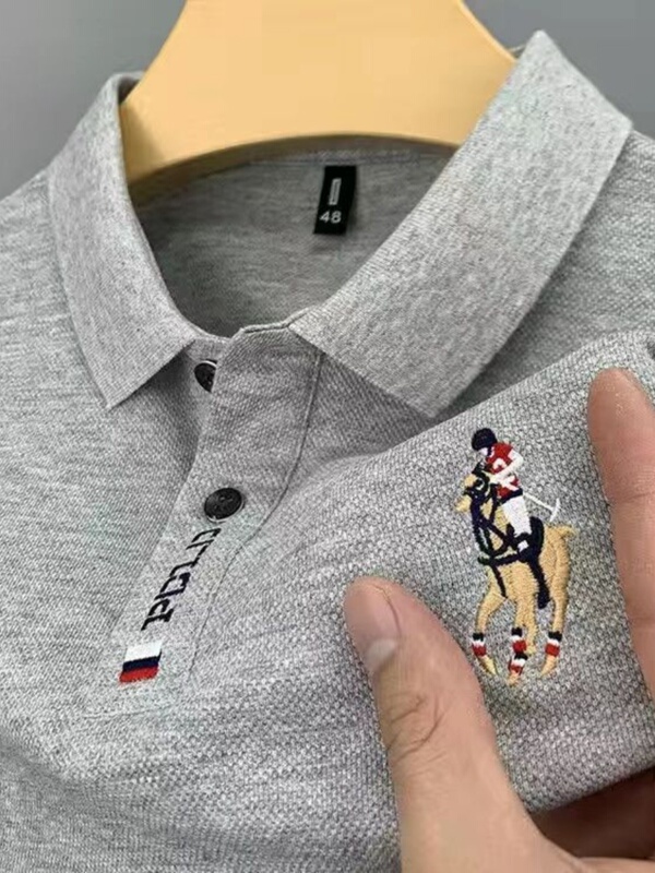 Summer New Style Youth Men's Turn-Down Collar T-Shirt, Trendy Thin Top, Loose Trendy Brand Short-Sleeve, Comfortable and Simple Short-Sleeve Summer New Style Youth Men's Turn-Down Collar T-Shirt, Trendy Thin Top, Loose Trendy Brand Short-Sleeve, Comfortable and Simple Short-Sleeve