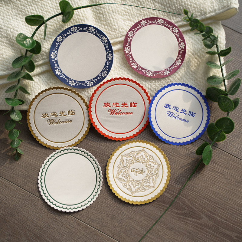 Customized one-time thickness five-storey water absorption paper cup mat Hotel KTV Restaurant Bar Cigarette paper cushion