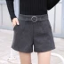Thu đông 2018 mới quần short len ​​nữ phiên bản cao của Hàn Quốc là quần lửng ống rộng giản dị hoang dã mặc quần ống rộng ống quần quần sooc bò nữ Quần short