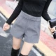 Thu đông 2018 mới quần short len ​​nữ phiên bản cao của Hàn Quốc là quần lửng ống rộng giản dị hoang dã mặc quần ống rộng ống quần quần sooc bò nữ