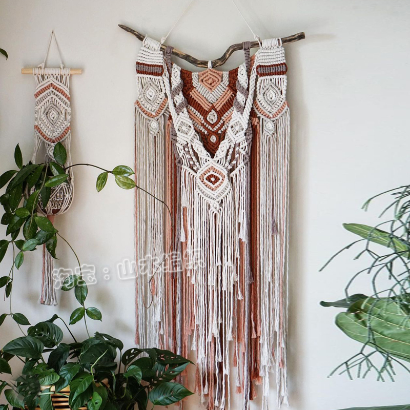 Retro Tapestry Ethnic Art Wall Hanging Pure Handmade Woven Cotton Rope Wall Decoration for Homestay Living Room Background Wall Decoration Retro Tapestry Ethnic Art Wall Hanging Pure Handmade Woven Cotton Rope Wall Decoration for Homestay Living Room Background Wall Decoration