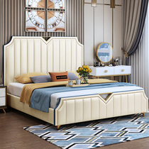 Light luxury bed double bed 18 meters master bedroom modern minimalist 15 meters bed economical American style soft leather art bed master bedroom