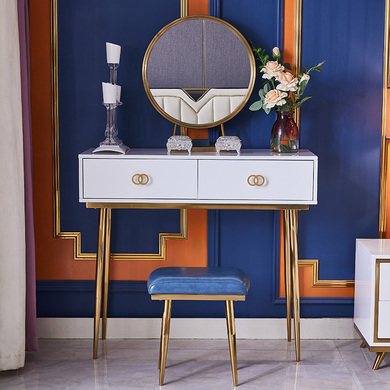 Light Extravagant Bedroom Makeup Bench Modern Minimalist Makeup American Assembly Metal Independent Mirror With Lamp Makeup Table Tennis Red Wind