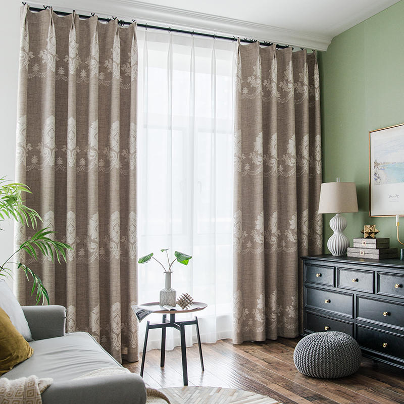 European pattern curtains Jane European linen cotton and linen blackout curtains custom high-end atmosphere living room bedroom finished products