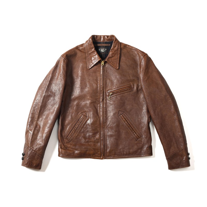 Big Red Date Reddate Caramel 1930S Leather Jacket Washed Vintage American Retro Turn-Down Collar Jacket Handmade Color Rubbing