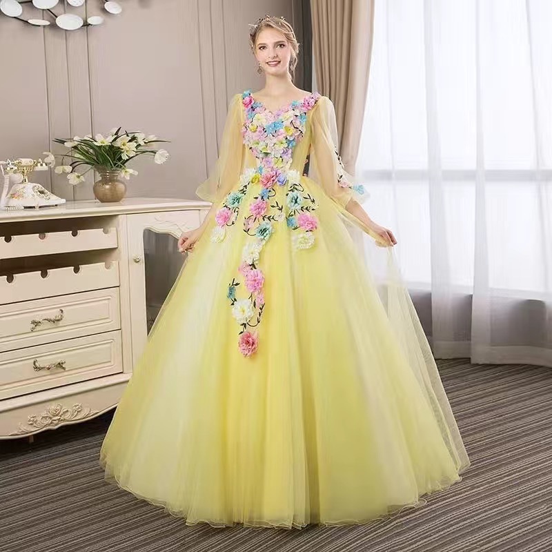 Fang Bingbing's Same Style Flower Fairy Tulle Solo Stage Performance Dress, Puffy Skirt, Host Evening Gown, Long Style for Photo Studio Women