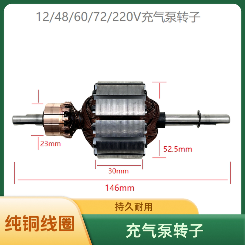 Car Air Pump Rotor Parts Double-Cylinder Motor 12V Rotor 220V Electric Motor Rotor 72V Pure Copper Core