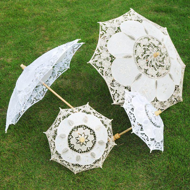Ocean Umbrella White Roleita Princess Sunny Umbrella Double Lace Long Handle Beach Umbrella Curved Handle Lady