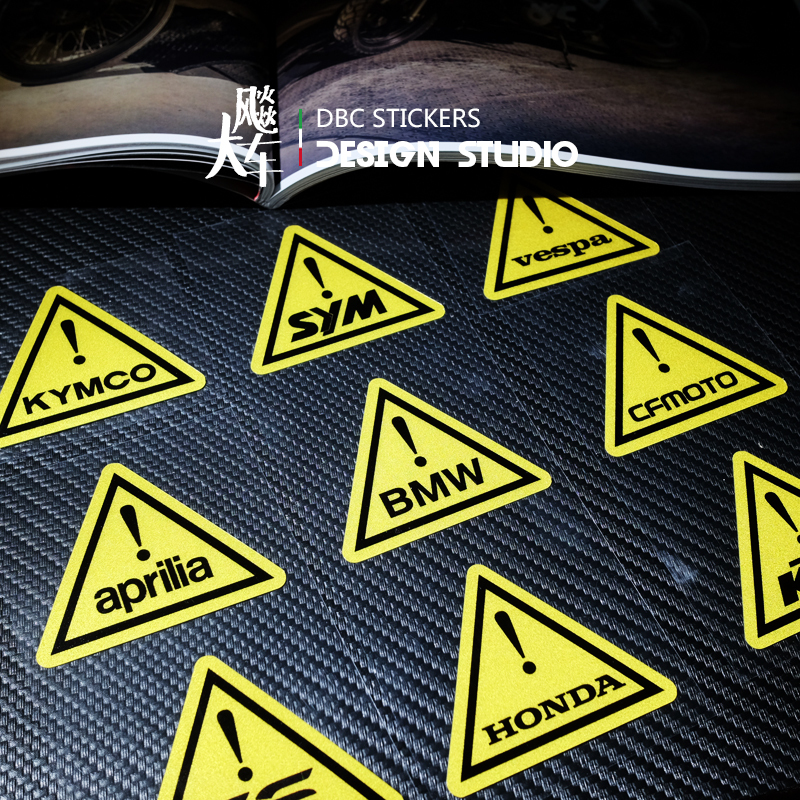 Locomotive modification safety riding warning sign sticker personality tide sticker waterproof reflective patch triangle decal