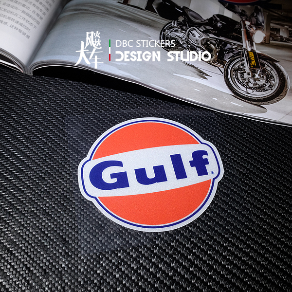 Gulf oil stickers gulf car modification sponsor motorcycle pedal reflective decals personalized decorative car stickers