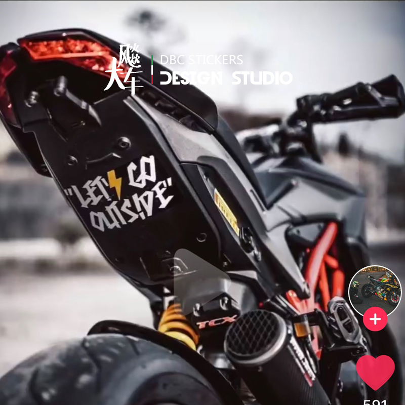 Let's go out, motorcycle modification stickers, car stickers, waterproof reflective stickers, flowers, personalized English letters
