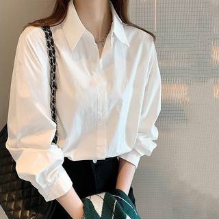 White shirt for women's spring clothes 2024 new design niche top casual bottoming long sleeves inner layer layered shirt