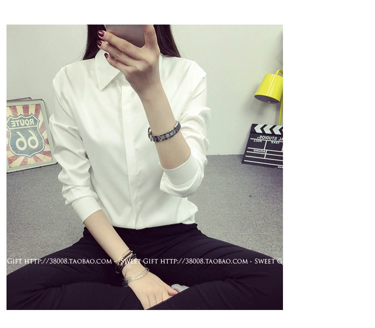 Áo sơ mi nữ chuyên nghiệp 2018 mới cộng với áo nhung trắng dày tay dài phiên bản Hàn Quốc của chiếc áo sơ mi nữ mùa thu tự nhiên