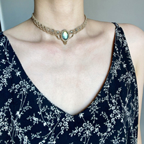 Natural labradorite moonstone hand-woven rope necklace clavicle chain niche jewelry bestie