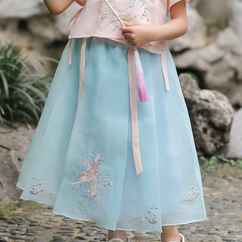 Cờ bạch kim cô gái Han quần áo quần áo mùa hè cải thiện nữ bé Tang chiếc váy cô gái retro phù hợp với Trung Quốc cổ trẻ em váy dành cho trẻ em gió của.