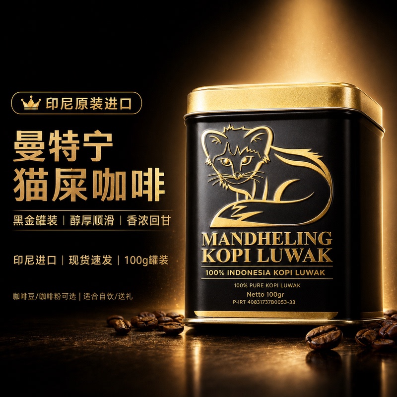 Cat Poop Coffee Imported from Indonesia Worcas Mandheling Tin Can Premium Hand-Brewed Coffee Beans/Powder Rich and Low-Acid