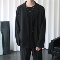 Casual Suit Jacket Male Port Wind Spring Autumn big code Korean version Trend black Yuppie Handsome Suit of Ssuit Tide Blouse