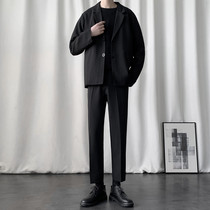 Casual suit Mens suit Korean version trendy Shuai Youth Fried Street West Suit Mens Jacket Handsome three sets