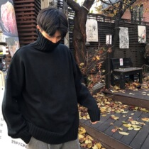 Korean version of Lazy Wind Black High Collar Sweater Mans port Wind loose Winter hit undershirt cant afford the inside of the ball