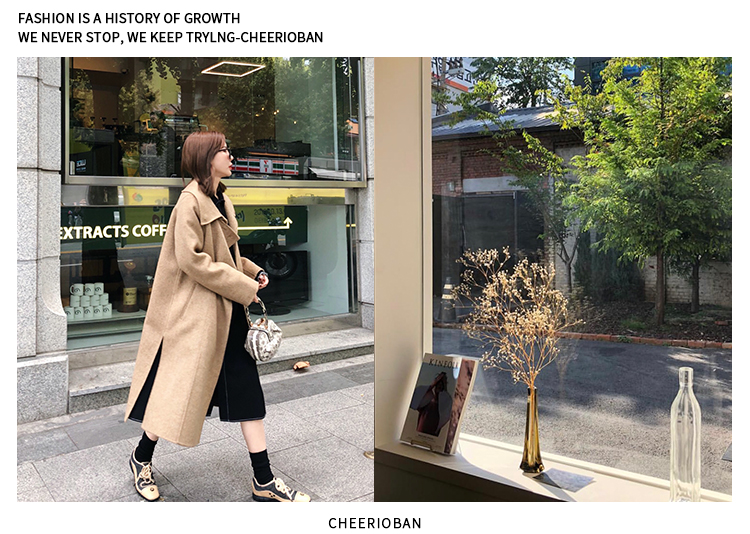 Áo khoác cashmere nữ hai mặt CHEERIOBAN dài 2018 mẫu áo len cao cấp mới mùa thu đông áo cardigan nam