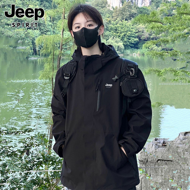 Jeep Three-In-One Jacket for Women, Ski Jacket, Windproof and Waterproof, Tibet Hiking Two-Piece Set, Mountaineering Jacket for Men