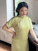 Special offer non-refundable and exchangeable. Customized Chinese style. Wakakusa. Waist dart raglan pearl sleeves full placket ancient flag.