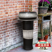 Wash basin column basin ceramic washbasin balcony toilet outdoor integrated floor-to-ceiling sink basin