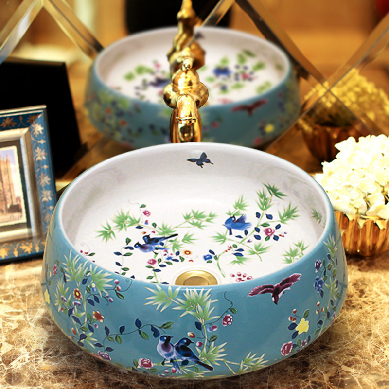  Jingdezhen Ceramic Bathroom Terrace Basin Wash Basin Washbasin Terrace Basin Art Basin Wash Basin Round