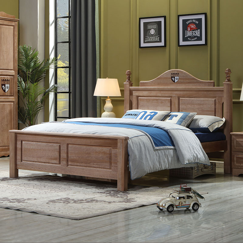 Walnut Children's Bed All Solid Wood Wax Oil 1 5m Double Bed Adult Bed Bedroom Bed Solid Wood American Furniture