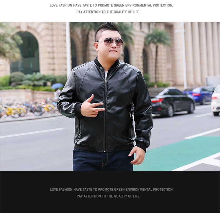 Cộng với phân bón XL da nam và nhung mùa đông ấm áp áo khoác PU quần áo béo người béo áo XL áo phao bomber nam