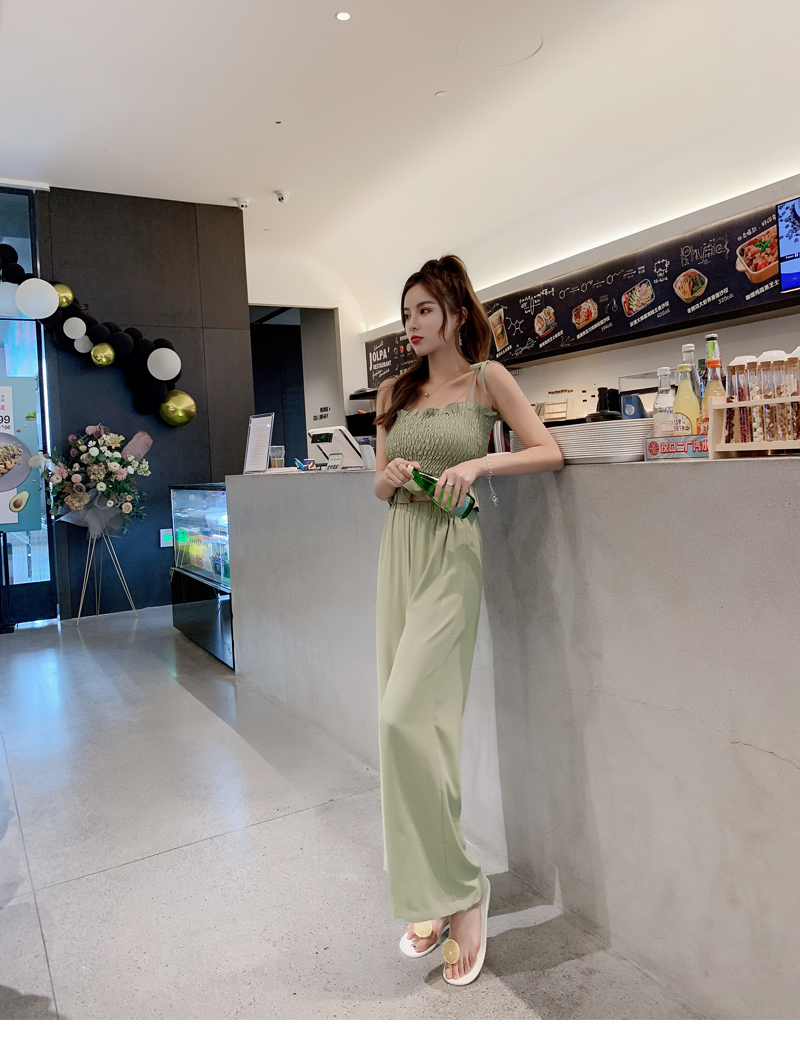 VK旗艦店 韓系雪紡寬口褲時尚氣質綁帶套裝無袖裙裝
