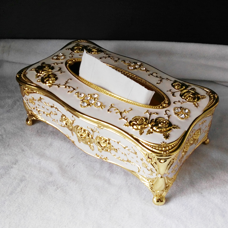 European carved tissue box White metal silver plated paper towel tube Napkin paper box Hotel supplies